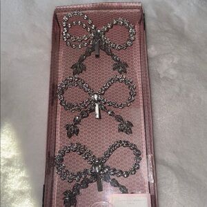 6pc Cupcakes & Cashmere Rhinestone Gold Bow Christmas Tree Clip Ornaments New